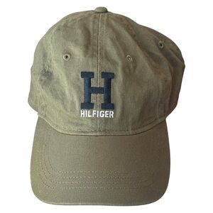 Tommy Hilfiger Signature ‘H’ Embroidered Baseball Cap Hat in Army Green One Size
